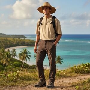 Savane Original Outfitters Mens 42x32 Brown Stretch Ripstop Hiking Pants SU30859